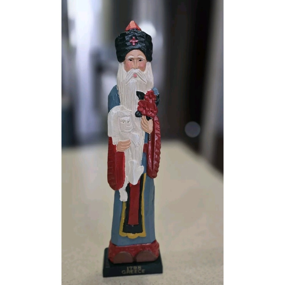 Vintage Carved Santa Claus Mercuries Greece Old World Collectible Appx 15"